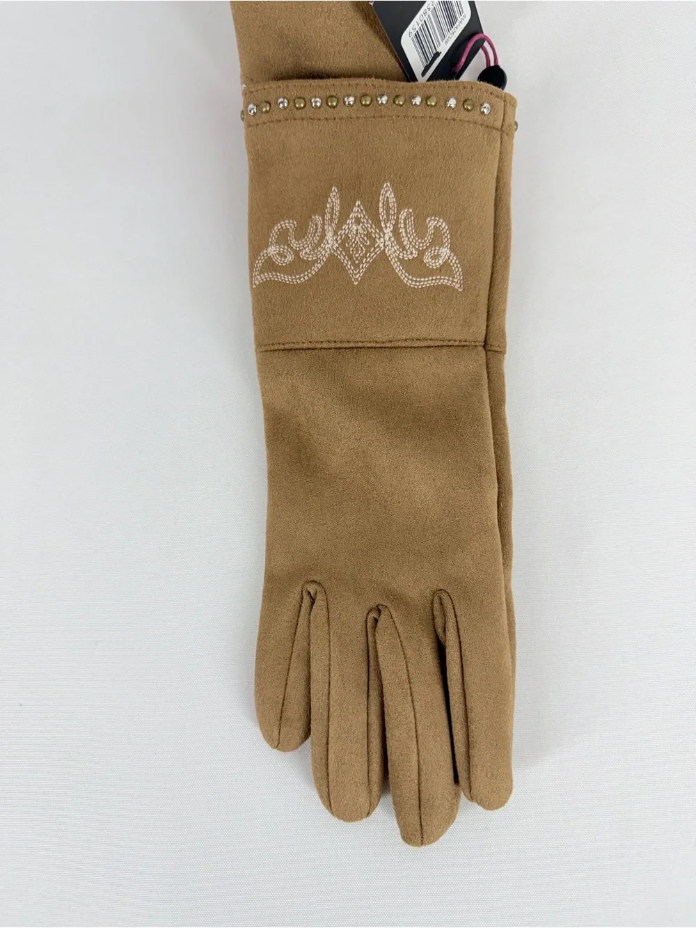 IDYLLWIND by Miranda Lambert Brown Faux Suede Studded Gloves New